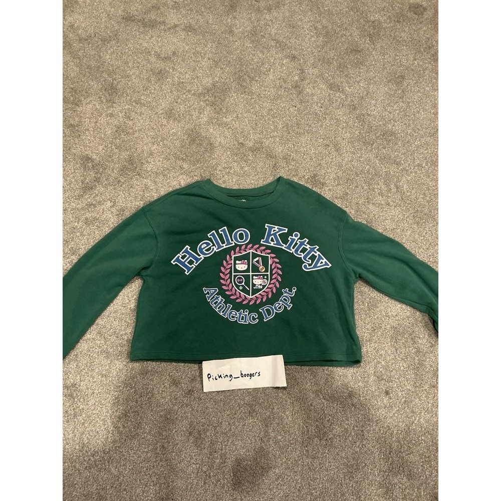 Hello Kitty By Sanrio Long Sleeve Crop Sweatshirt Green/Blue/Pink Size M